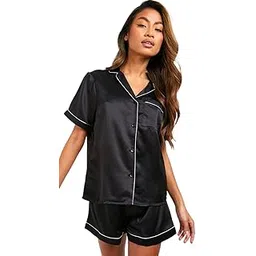 maisha by ashima Bridal Satin Co-ord Set for Women – Rose Gold | Short Shirt & Shorts Nightwear | Bride Squad Loungewear for Wedding Prep, Hen Party & Bridesmaid Gifting-picture-13