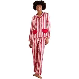 maisha by ashima Cotton Printed Nightwear Set for Women, Girls | Ultra Soft & Stylish Collar Neck Night Suit | Comfortable Shirt & Pajama for Valentine Special-picture-27