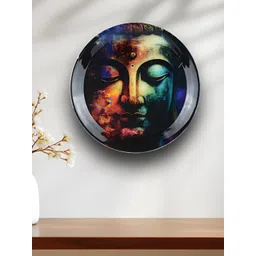 Maison Modern Black & Green Buddha Face Printed Iron Round Wall Plate-picture-21