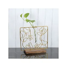 Maison Modern Gold toned & Brown Metal Test Tube Bud Planter Vase-picture-56