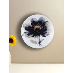 Maison Modern Noir White & Black Flower Printed Iron Round Wall Plate-image-33