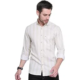 majestic man Classic Slim Fit Opaque Striped Cotton Casual Shirt-picture-10