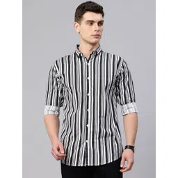 Majestic Man Comfort Slim Fit Vertical Striped Pure Cotton Casual Shirt-picture-39