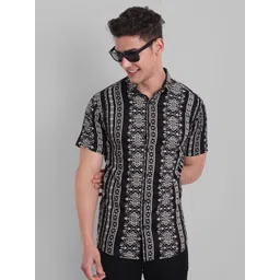 Majestic Man Geometric Printed Smart Slim Fit Cotton Casual Shirt-picture-32