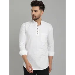 majestic man Majestic Mandarin Collar Straight Short Pure Cotton Kurta-picture-18