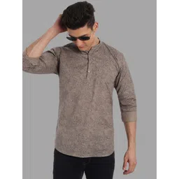 Majestic Man Mandarin Collar Striped Cotton Thread Work Kurta-picture-33