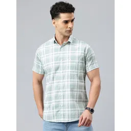 Majestic Man Men Classic Slim Fit Checked Pure Cotton Casual Shirt-picture-28