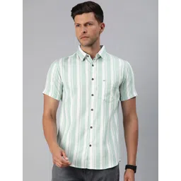 Majestic Man Men Classic Slim Fit Opaque Striped Cotton Casual Shirt-picture-27