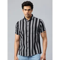 Majestic Man Men Classic Slim Fit Striped Pure Cotton Casual Shirt-picture-29