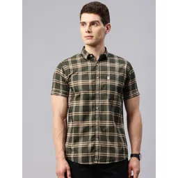 Majestic Man Men Comfort Slim Fit Checked Pure Cotton Casual Shirt-picture-31