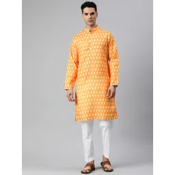 Majestic Man Men Ethnic Motifs Printed Mandarin Collar Kurta-picture-14