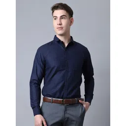 Majestic Man Men Navy Blue Slim Fit Solid Formal Shirt-picture-30