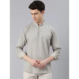 Majestic Man Men Printed Slim Fit Pure Cotton Short Kurta-picture-22