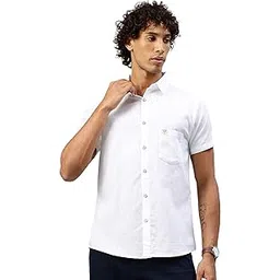majestic man Men Slim Fit Pure Cotton Solid Half Sleeve Casual Shirt-picture-49