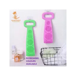 MAJESTIQUE Set of 2 Silicone Scrub Belt with Handle - Green & Pink-image-48