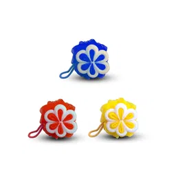 MAJESTIQUE Set of 3 Flower Bath Loofah Shower Puff Sponge - Red & White-image-18