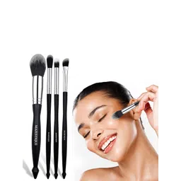 MAJESTIQUE Set Of 4 Handle Make-Up Powder Brushes - Black-image-27
