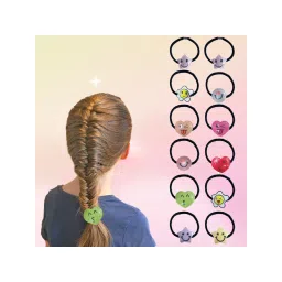 Majestique Smiley Star Rubber Bands For Baby Hair Ties Elastic Ponytail Holders -12Pcs-picture-20