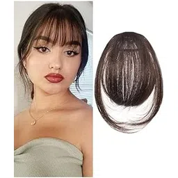 Majik Front Bangs Fringe Hair Extensions for Girls and Women| Clip in Wispy Flat Bangs Fringe| Air Fringe One Piece Clip in Fringe Hair Extensions for Women (Brown)-picture-23