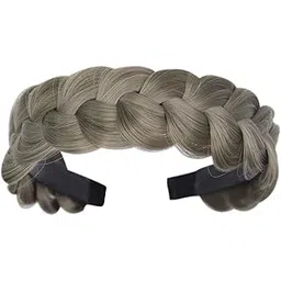 Synthetic Hair Braided Headband with Teeth for Women and Girls Hair Band Accessories, Grey-image-4
