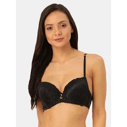 MAKCLAN Black Lace Underwired Lightly-Padded Plunge Bra K16037BM-picture-14