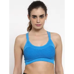 MAKCLAN Blue Solid Lightly Padded Non-Wired Workout Bra-MK1803SBE-picture-34