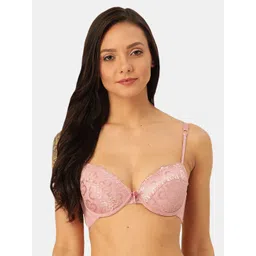MAKCLAN Pink Lace Underwired Lightly Padded Plunge Bra K11013BM-picture-24