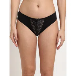 MAKCLAN Women Black Self-Design Bikini Briefs-picture-22