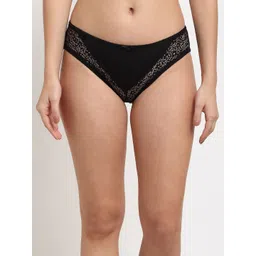 MAKCLAN Women Black Self Design Lace Low Rise Bikni-picture-15