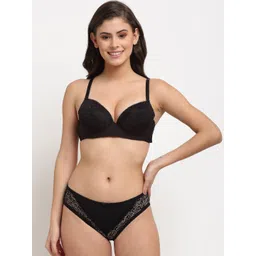 MAKCLAN Women Black Self-Design Lingerie Set K1407LZS-picture-38