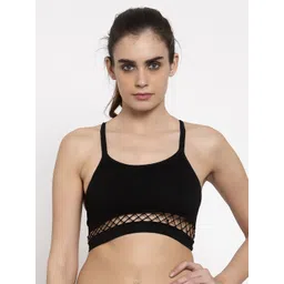 MAKCLAN Women Black Solid Removable Padding Non-Wired Workout Bra MK1815SBA-picture-28