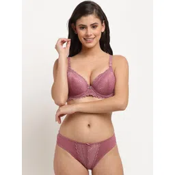 MAKCLAN Women Burgundy Self-Design Lingerie Set - K1405LBM-picture-25