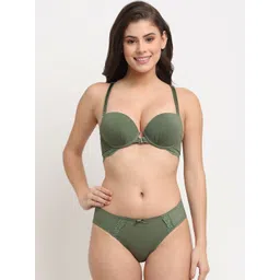 MAKCLAN Women Green Self Design Lingerie Set - K1403LGS-picture-26