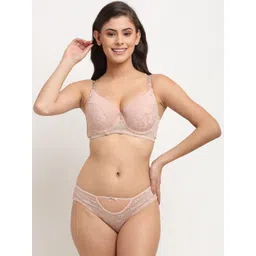 MAKCLAN Women Nude-Coloured Self-Design Lingerie Set K1408LNL-picture-19