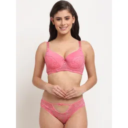 MAKCLAN Women Pink Lace Lingerie Set K1408LPL-picture-25