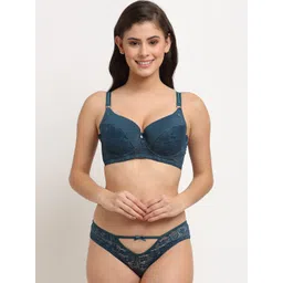 MAKCLAN Women Teal Blue Lace Lingerie Set K1408LTL-picture-16