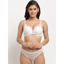 MAKCLAN Women White Self Design Bikini Lingerie Set K1401LWS-picture-29