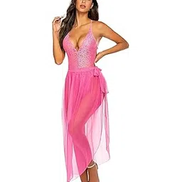 make love Women's One Piece Lingerie, Deep V Lace Bodysuit with Mesh Skirt Nightie Bodysuit Skirt Bridal Honeymoon Valentine Halloween Nightdress-picture-38