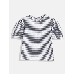 makemyfab Girls Striped Puff Sleeve Crushed Top-picture-12
