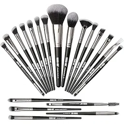 Makeup Brush Set 20 Pcs Foundation Eyeshadow Blush Brush Kabuki Blending Concealers Face Powder Eye Make Up Brushes Set Kit (Black Silver)-picture-55