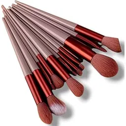 Makeup Brushes 13 Pcs Set with Foundation Brush, Eyeshadow Brush and Bag - Professional Hair Makeup Brushes Set for Foundation, Eyeshadow Kits (13 pcs makeup brush kit) Brown Colors-picture-30