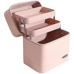 Makeup Organizer Box with Trays – Leather Cosmetic Case for Women, Travel Vanity Storage for Toiletries, Skincare, Brushes, Jewelry – Stylish Gift for Her 1Pcs (Large Blush Pink)-picture-24