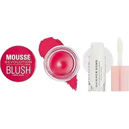 Makeup RevolutionShimmer Bomb Light Beam Pearl | 4.5ml Mousse Blusher- Juicy Fuchsia Pink |soft-focus effect |6 gm-picture-36