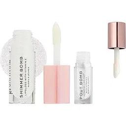 Makeup RevolutionShimmer Bomb Light Beam Pearl | 4.5mlPout Bomb Plumping Gloss Glaze Clear |4.6ml-picture-19