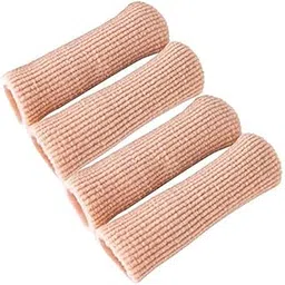 Makhry 4pcs Adjustable Cuttable Gel Toe and Finger Cap Lined Gel Toe Covers Sleeves Ribbed Knit Toe Caps Silopad Digital Caps (L), Peach-picture-32