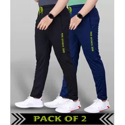 malakar Pack of 2 Men Printed Black, Dark Blue Track Pants-picture-12