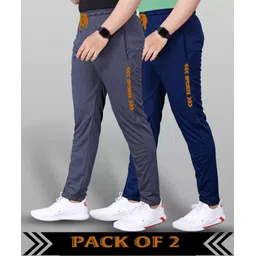 malakar Pack of 2 Men Printed Grey, Dark Blue Track Pants-picture-13