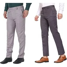 maleno Men Formal Trouser Regular Fit Solid | Soft and Breathable Pant Combo (Pack of 2)-picture-53