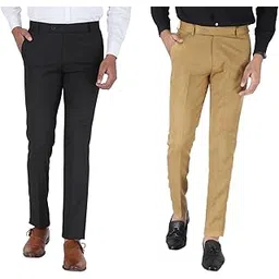 maleno Men's Regular Fit Polycotton Trouser Pant's Formal Trouser Casual Trouser Pant (Pack of 2)-picture-40