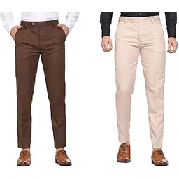 maleno Men's Solid Formal Pants |Regular Fit Casual Trouser | Slim Fit Trouser Combo for Men (Pack of 2)-picture-55